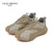 VICKI BROWN Men's Logo Print Patchwork Leather Platform Sneakers, Soft Padded Insole Comfort Non Slip Rubber Sole Fashion Casual Daily Walking Shoes_vogvips.com