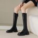 Women's Chunky Heel Knee High Boots Platform Retro Riding Boots With Back Zipper And Faux Fur Lining Fleece Lined, Retro Back Zipper Riding Boots._vogvips.com