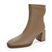 High-heeled Ankle Boots 2025 New Model Chunky Heel Boots White Spring And Autumn Single Boots Square Toe Slim Boots Winter Warm Cr_vogvips.com
