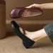 Unique Retro Round Toe Chunky Heel Single For Women Versatile Button Elastic Strap Shallow Mouth Soft Leather Mary Jane_vogvips.com