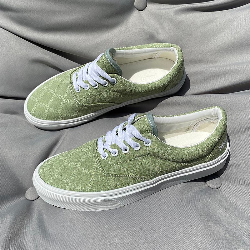Trendy Low-top Light Green Sneakers, Unisex Versatile Canvas Fashionable Casual Shoes, High Street Trendy Style_vogvips.com