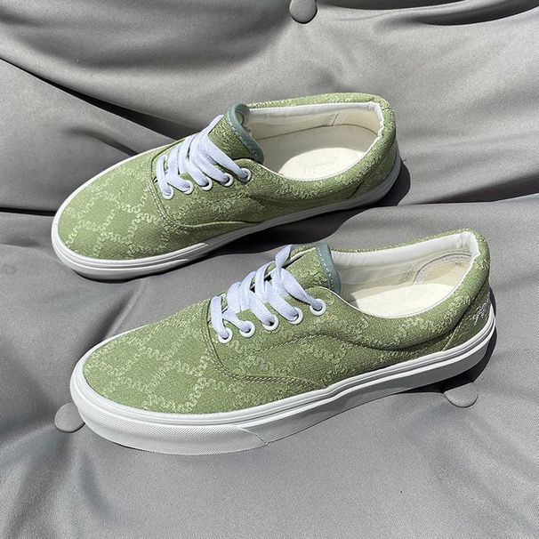 Trendy Low-top Light Green Sneakers, Unisex Versatile Canvas Fashionable Casual Shoes, High Street Trendy Style_vogvips.com