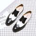 2024 Summer New Brogue Carved Color Block Casual Leather Men's Formal Business Pointed Toe Shoes_vogvips.com
