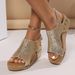 Plus Size New Women's Wedge Heel Peep-toe Chunky Platform Rivet Sandals_vogvips.com
