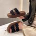 Thick-Soled Furry Women, Outdoor Wear, 2025 Autumn And Winter New Korean Style Comfortable Slippers, One-Strap Cotton_vogvips.com