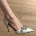 Spring New Korean Style Pointed Toe Pleated Rhinestone High Heels Stiletto Sandals Wedding Fashion Women S Shoes_vogvips.com