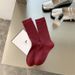 2025 Spring And Autumn New Women's Socks Mid Tube Stacked Socks Women's Japanese Ankora Red Socks Pull Ons All Match Socks Wholesale_vogvips.com