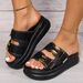 Women's Gold Thick Bottom Wedge 2025 Summer Peep Toe Chunky Platform Sandals Woman Ankle Buckle Anti Slip Beach Shoes_vogvips.com