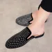 Luxury Glitter Rhinestone Leather Designer Outerwear Mules Casual Slides Slippers Sandals Male Fashion Shoes For Men_vogvips.com