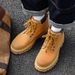European Warm Series 2025 Autumn New Genuine Leather Classic Yellow Work Men's Martin Boots Trendy_vogvips.com