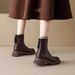 Elastic Thick-Soled Short For Women 2024 New British Style Martin With Back Zipper Slim Brown Autumn Winter Super_vogvips.com