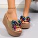 Women’s Shoes Sequined Bow Platform Sandals For Women Summer New Large Size Thick Bottom Flip Flops Size 43_vogvips.com