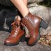 2025 Autumn Winter New Round Toe Lace-up Martin For Women British Style Belt Buckle Side Zipper High Heel Ankle Boots_vogvips.com