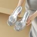 Cameido Women's Crystal Slippers, With Super High Heels, Suitable For Wearing Outside As Fashion Slippers, Decorated With Rhinestones And Flower_vogvips.com