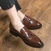 Men's Breathable Slip-On Dress Shoes – Classic Black & Brown Pointed-Toe Oxfords For Business & Casual Wear Suitable For Matching Suits_vogvips.com