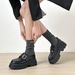 Platform Loafers Women's Autumn And Winter One-word Buckle With Retro Small Leather Shoes College Style Single Shoes_vogvips.com