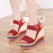 Women’s Shoes Summer New Style Super High Heel Wedge Sandals Straw Bridal Fish Mouth Roman Rainbow 43 Large Size Women's Shoes_vogvips.com