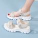 Women's Sports 2024 Summer New Thick-Soled Fairy Sandals Velcro For Wearing With Skirts, Non-Slip Beach Shoes_vogvips.com