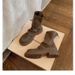 Women's Boots:Fashion Simple Design Martin Boots Chunky Heel,thick Sole,slim-fit Boots With Round Toe,pleated Design,back Zipper,stacked Short Boots_vogvips.com