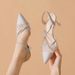 High Sandals For Women 2025 Summer New Style Girl Rhinestone Pointed Toe Shallow Mouth Mesh Women's Fashion Versatile_vogvips.com