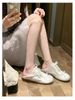 Wishing Girl Bowknot Ballet Training For Women 2025 Summer New Sports Casual Retro Silk Surface White Shoes_vogvips.com
