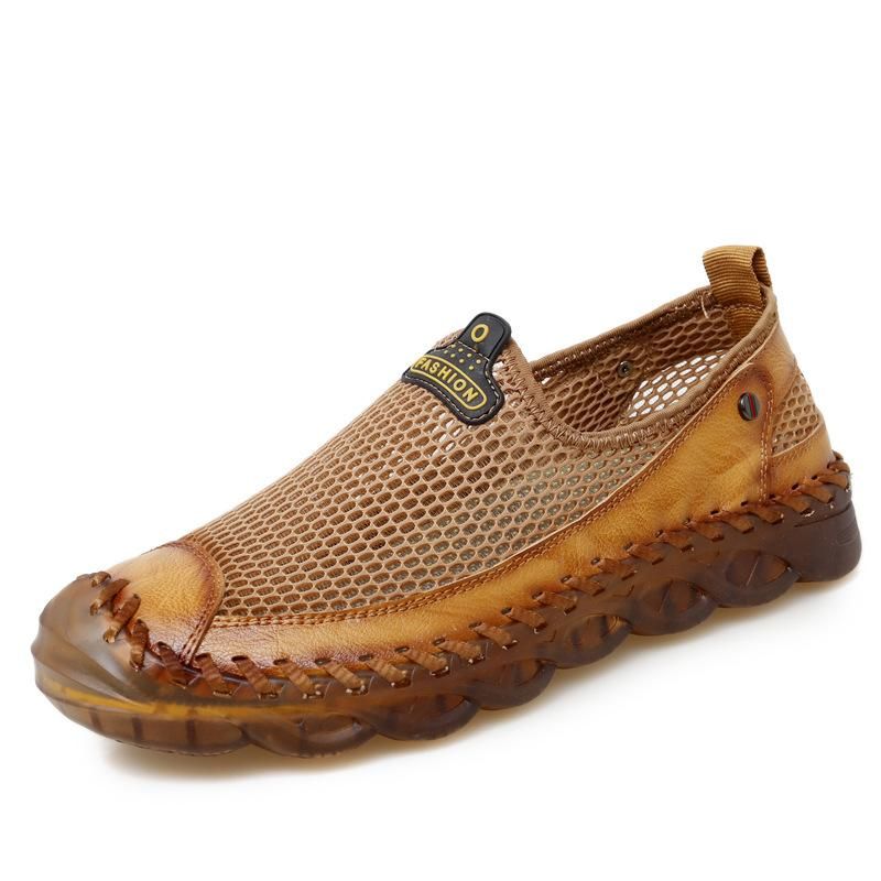 New Large Size Men's Cowhide Mesh Beef Tendon Sole Casual Bag Head Ultra-light Mesh Sandals_vogvips.com