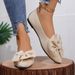 New Plus Size Women's Fly Woven, One Foot Butterfly Bow Casual Breathable Knitted Slimming Pointed Flat Sole Shoes_vogvips.com