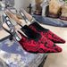 2023 New D Brand Embroidered Top Quality High Heels Cat Heel Letter Strap Bowknot Pointed Shallow Mouth Backless Closed Toe Sandals_vogvips.com