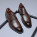 Spring Fashion Business Formal Leather Small Round Toe Casual Men's Lace-up Wedding Retro Derby Shoes 24268-M_vogvips.com