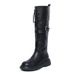 Front Zipper Thick Sole Flat Long 2024 New High Chunky Heel Over-the-Knee Plus Size Wide Knight Boots_vogvips.com