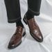 New Fashion Men's British Black Business Casual Loafer Shoes Daily Driving Office Leather Shoes One Foot Pedal Lazy Brown Banquet Dress Wedding Men's_vogvips.com