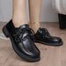 Thick Soled Lace Up Loafers For Women's Singles, New Lace Up Academy Versatile Black Loafers_vogvips.com