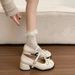 Retro French-style Bow-front Wide-heeled Ankle Boots For Women, 26 Spring New Style_vogvips.com