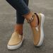 Large Size, Low Cut, Solid Flat Sole Single Shoes For Women's Hoodies, Color Blocking Lazy Skates_vogvips.com