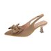 European American Style Plus-size Bow-tie Pointed-toe Open-back Sandals Women, French-style Elegant Stiletto High Heels_vogvips.com