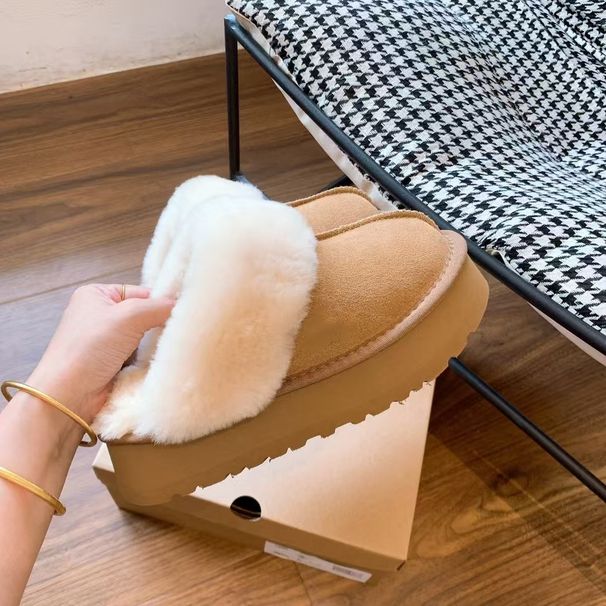 Winter New Thick-Soled Wool Style Furry Mouth Snow Boots For Women Korean Version Round Toe Fleece-Lined Thickened_vogvips.com