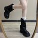 Brown Melad Western For Women Summer 2025 New Zipper Cuff Mid-Calf Denim Martin Short Boots_vogvips.com