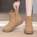 Women's Winter Soft Leather Cotton Shoes, Snow Boots, Flat Bottomed Non Slip Cotton Boots, Comfortable And Plush, Thick Wool, Thick Soled Short Boots_vogvips.com
