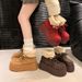 Short Tube Thick-soled Snow Boots Women's Fleece Thickened Heightening Thermal Cotton Shoes_vogvips.com