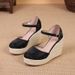 Women S Platform Wedge Sandals With Hollow Design Jute Sole Breathable Casual Slip On Shoes For Spring Autumn_vogvips.com