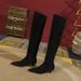 31712-15 Over-the-Knee Long Non-Slip Black Suede Basic Style Autumn Winter Sock Fashion Elastic High Heel Boots_vogvips.com