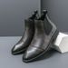 New Fashion Chelsea Boots Men's Pointy Toe Retro Boots British Men's Boots Leather Boots Leather Shoes_vogvips.com