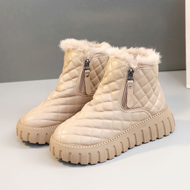 XQ285 Women's Winter Boots With Fleece, 2023 New Thick-Soled Height-Increasing Snow Short Boots, Warm Cotton Shoes_vogvips.com