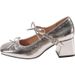 Cross Strap Bow Mary Jane Shoes British Style Small Leather Shoes Women's High Heel Thick Heel Single Shoes_vogvips.com