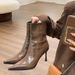 High Toe Black Pointed For Women Autumn Winter New Design Small Stature Thin Heel Slim Boots_vogvips.com