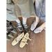 Sheepskin Version~Square Head Pig Nose Mary Jane Women's Shoes Shallow Mouth Bow Cross Buckle Thick Heel Single Shoes_vogvips.com