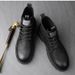 Martin Boots Men's Casual Leather Boots With Breathable Mesh Lining, Low Heel Rubber Sole, Classic Stitching Design High Top Leather Shoes Summer_vogvips.com