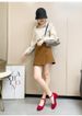 High-heeled Women's 26 Spring/summer New Style Thick Heel Slip-on Shoes With Suede Surface_vogvips.com