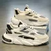 Mens White Black Chunky Dad Sneakers Breathable Mesh Upper Non Slip Thick Sole Casual Running Shoes For Streetwear_vogvips.com