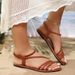 Summer Braided Foot Elastic Band Roman Beach Fashion Casual Flat Sandals For Plus Size Women Shoes_vogvips.com